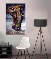 Painting by numbers animal art elephant in movement 2-piece shipping from DE